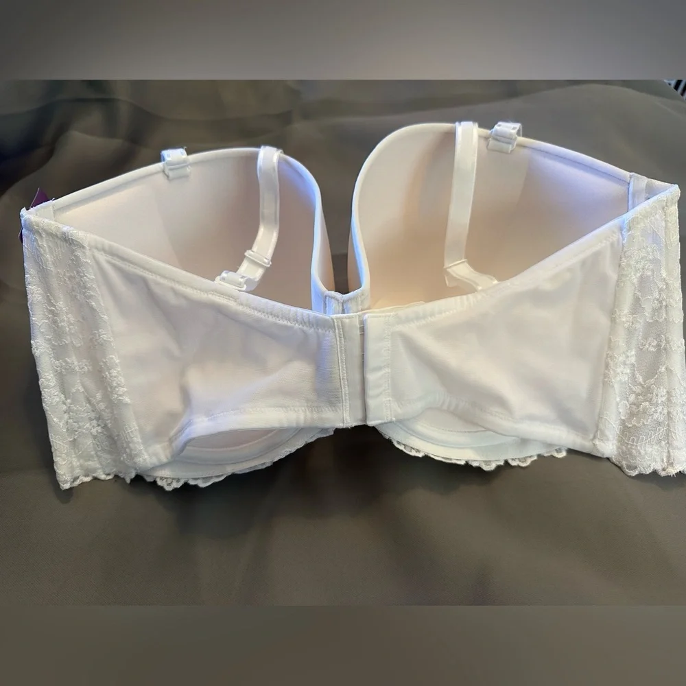 Dominique White Lace Convertible 46DD Convertible Strapless Bra NWT - Picture 3 of 9